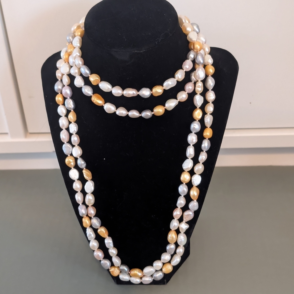 Authentic- Gold and White Pearl Necklace